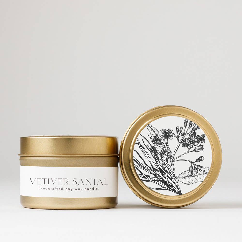 Vetiver Santal Tin Soy Candle | Summer Garden Collection