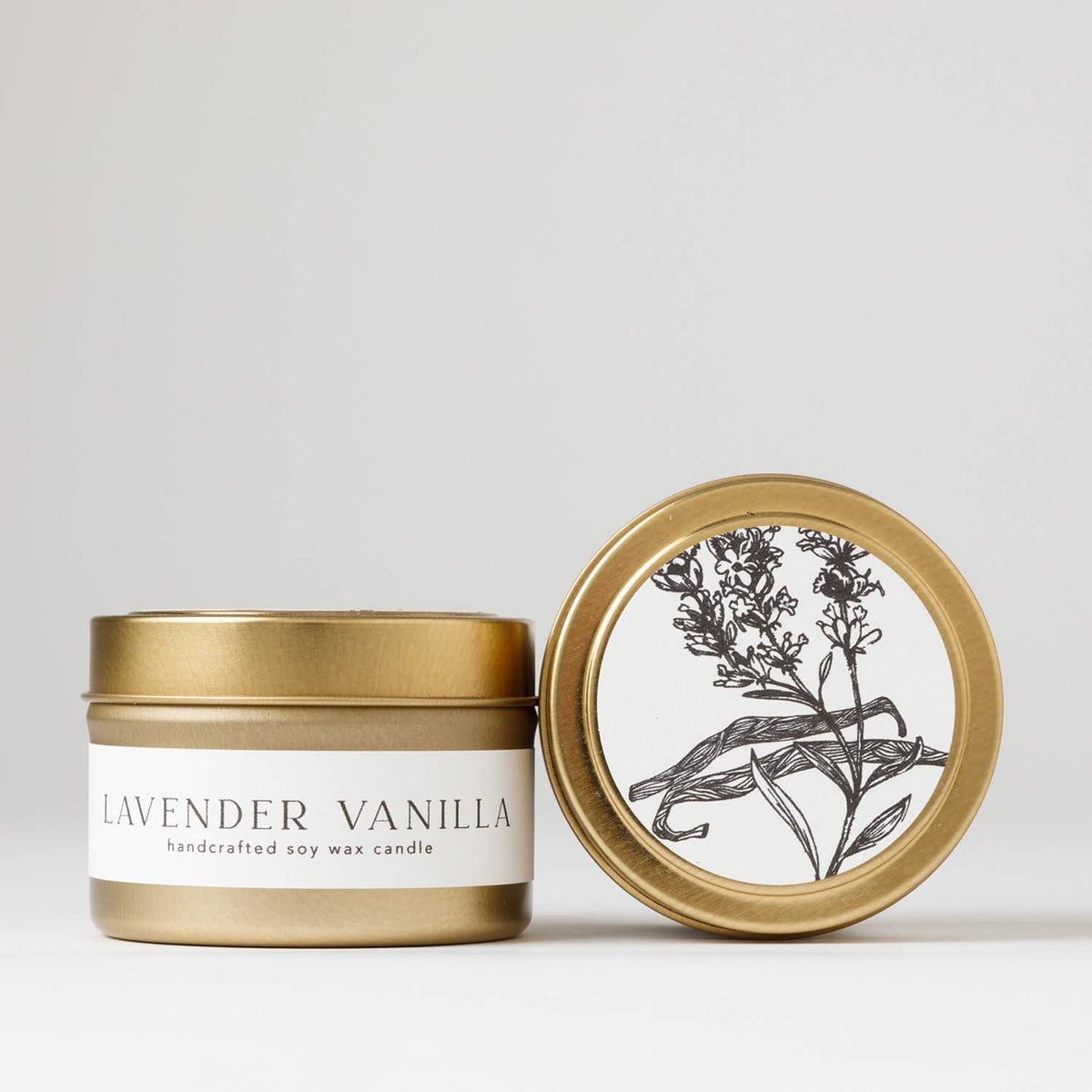 Lavender Vanilla Tin Soy Candle : calm relax best seller